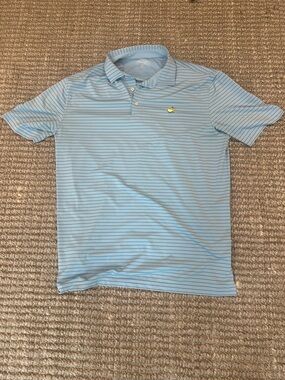 Masters Sky Blue Polo with Thin Navy Stripes